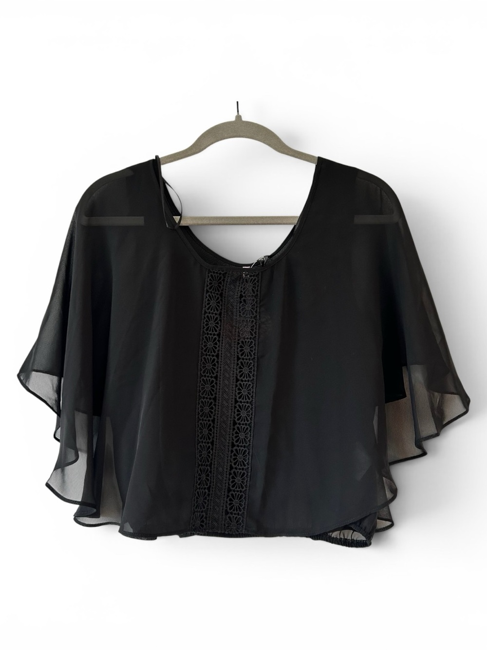 Love by Design Women’s Black Sheer Top Medium NWT Layered Chiffon Blouse